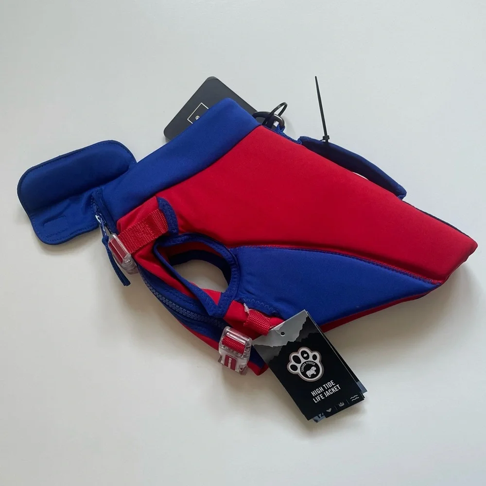 Canada Pooch High Tide Life Dog Jacket - Red/Blue - Size 12